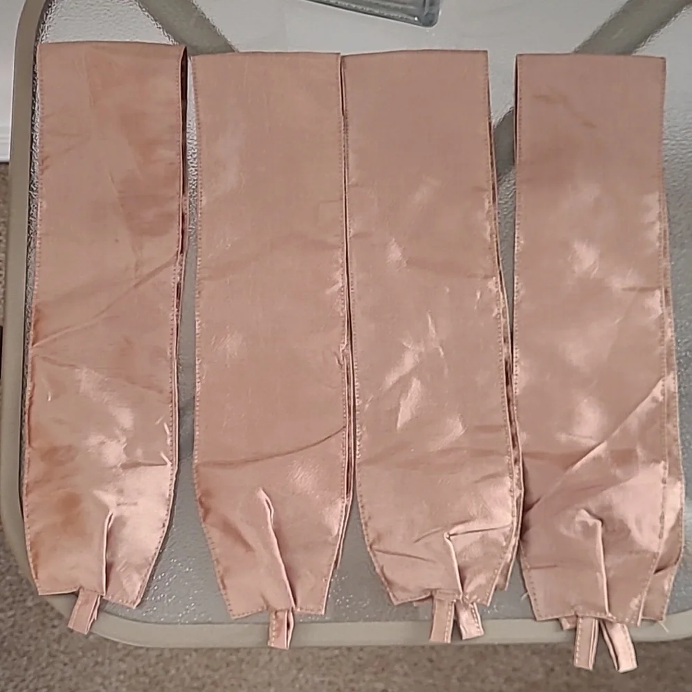 Elegant Antique Gold/Bronze Tone Curtains Set Of 4 Panels With Ties. - Picture 6 of 6